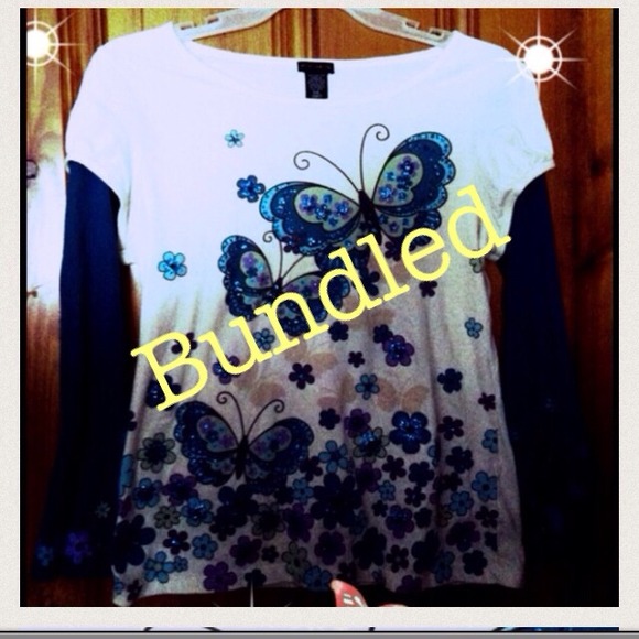 Glitter butterfly long sleeve t shirt