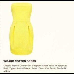 French Connection Yellow Cotton Strapless Dress