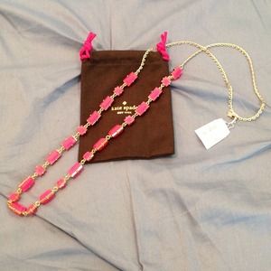 Long hot pink Kate Spade new necklace