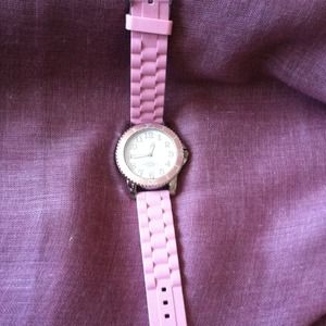 Pink watch with rubber band