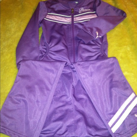 girl puma zip hooded jacket + sweatpants size 5