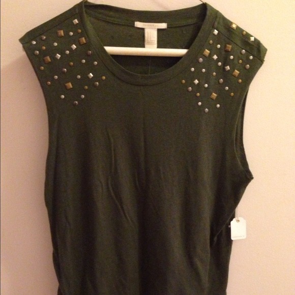 SOLD - Army Green Studded Muscle Tank