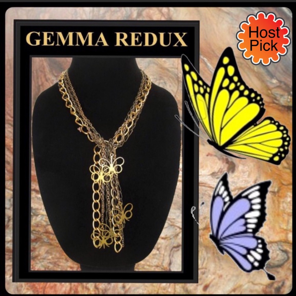 Gemma Redux Jessica Butterfly 24K GP Necklace NWOT