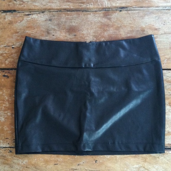 Pleather Skirt + strip shorts