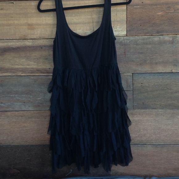 Scoop neck frayed bottom dress