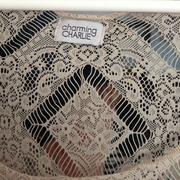 ❤SOLD❤Geometric Lace cream top - Picture 3 of 4