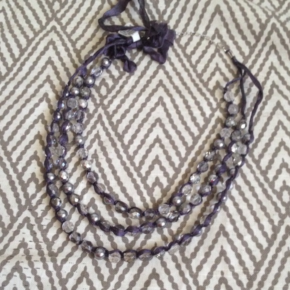 NEW Ann Taylor Loft Ribbon Pearl Beaded Necklace - Picture 3 of 4