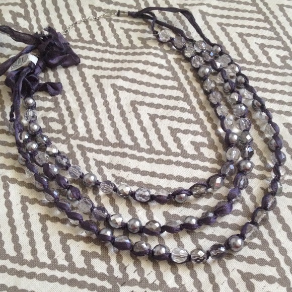 NEW Ann Taylor Loft Ribbon Pearl Beaded Necklace - Picture 4 of 4