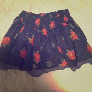 Small Hollister Floral Print Navy Blue Skirt