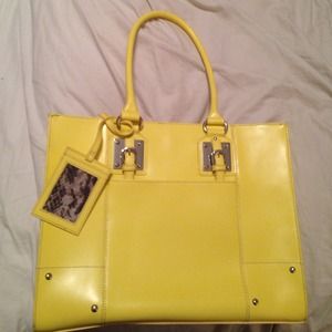 Leather work bag with laptop insert