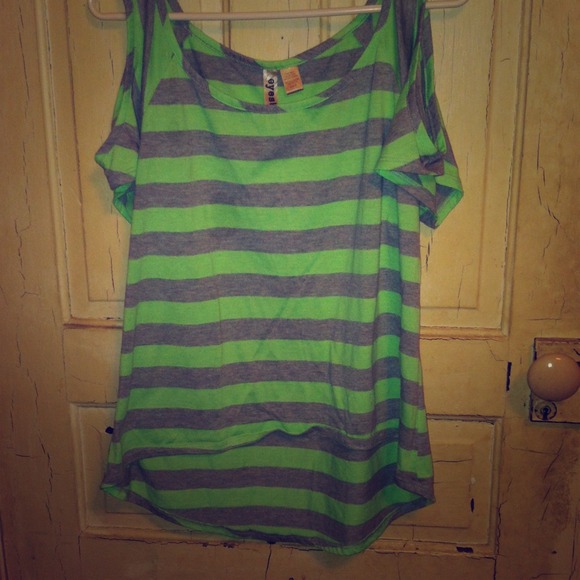 ✅Lime Green&Grey Striped Shirt✅