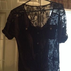 Black lace back shirt