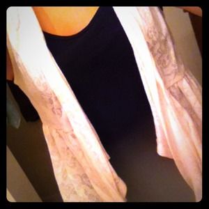 Nude lace detail vest/ sleeveless cardigan.