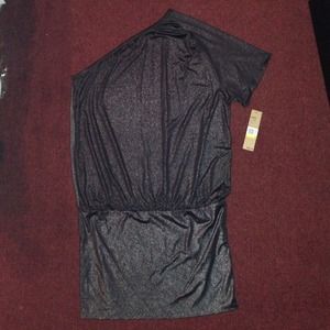 💛DKNY SHIMMERY ONE SHOULDER CHARCOAL DRESS💛