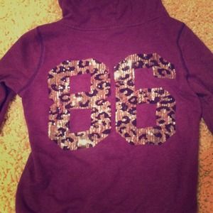 Sequins love pink zip-up hoodie
