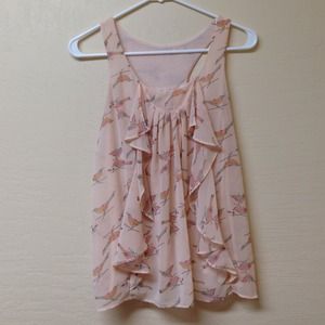 Bird patterned flowy tank