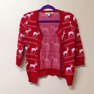 Adorable red reindeer cardigan