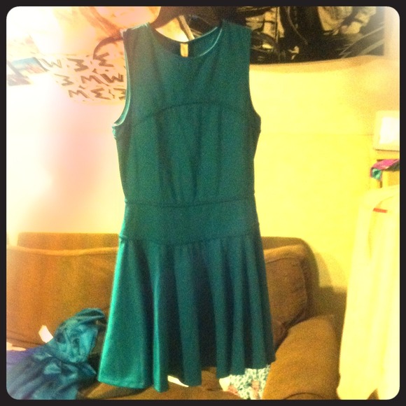 Teal fit n flare dress