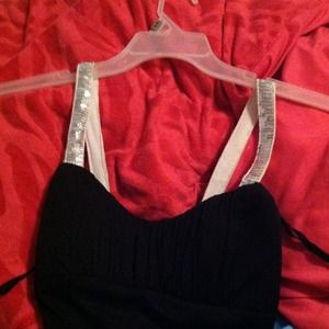 Beautiful black dress with silver sequence straps