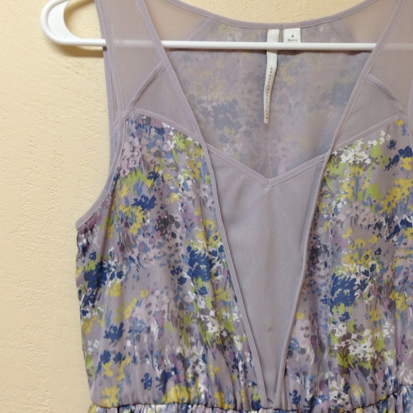 Dusty purple mesh floral pleated dress - Picture 1 of 4