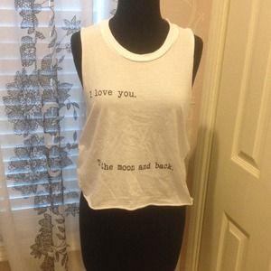 Brandy Melville white I ♥️you to the🌜 & back tank