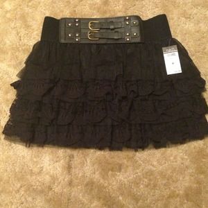 Black ruffle skirt
