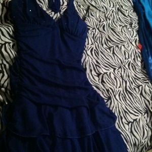 Blue sequence/ruffle dress