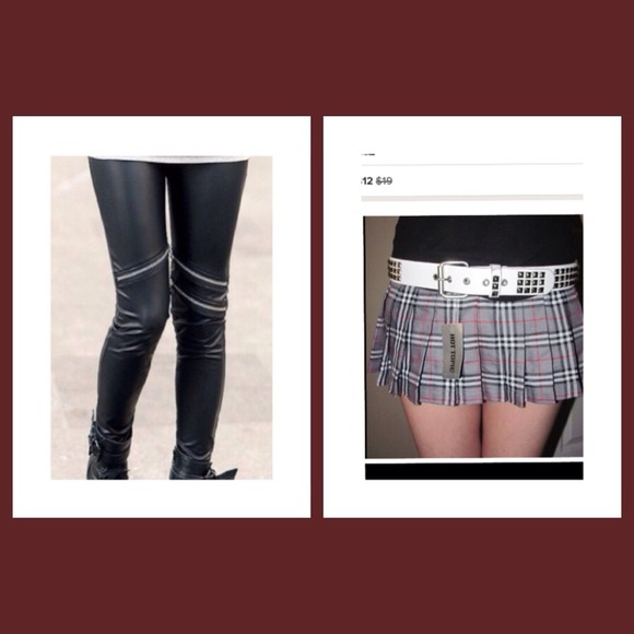 🔴BUNDLE🔴 Leather Legging & White belt 💖