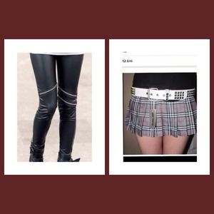 🔴BUNDLE🔴 Leather Legging & White belt 💖