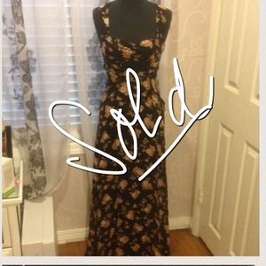 Brandy Melville black floral maxi dress w/ cutouts