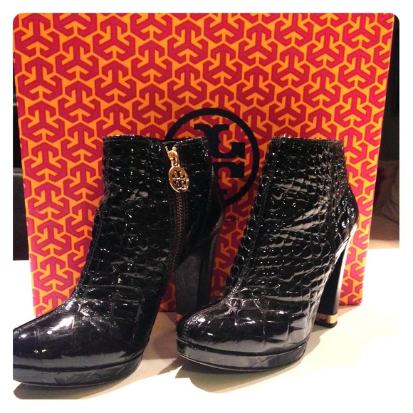 SOLD on eBay Tory burch black patent booties