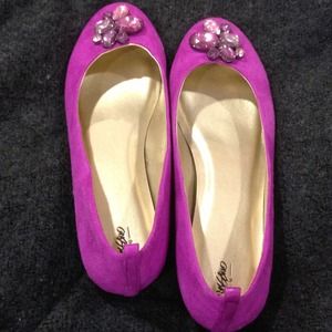 Pink jeweled flats, never worn!