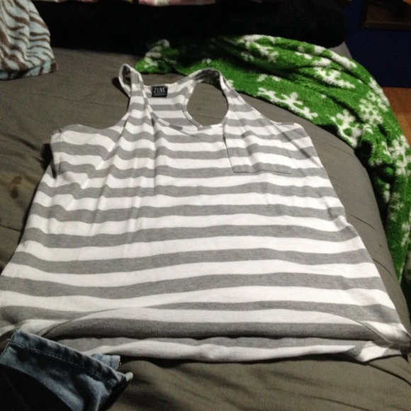 Grey/white striped tanked top