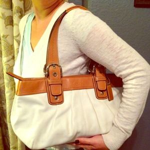 Coach Purse Tan and White Leather ***On Hold***