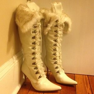 Shoes - Knee High Stiletto Fur Boots Shoes - Knee High Stiletto Fur Boots