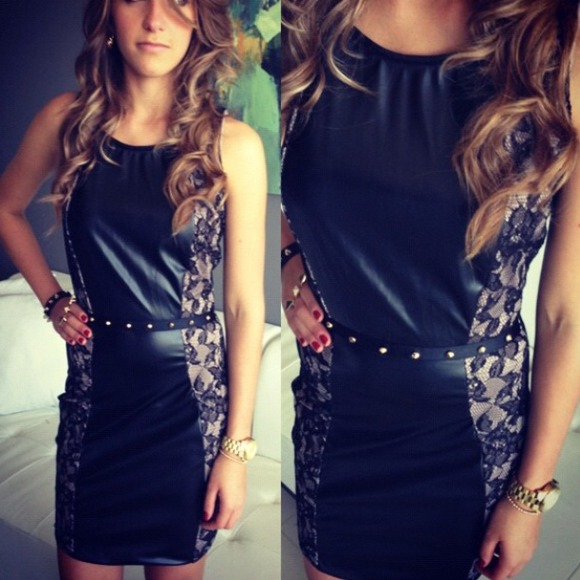 SOLD‼️Bran new faux leather lace dress - Picture 1 of 1
