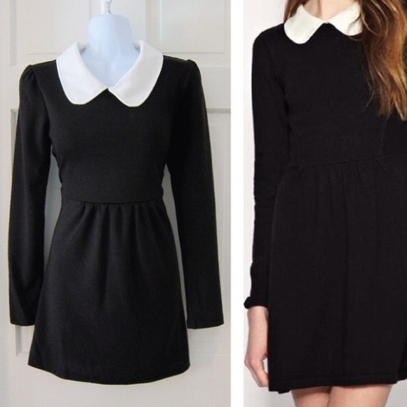 Black dress with white Peter Pan collar -NWOT