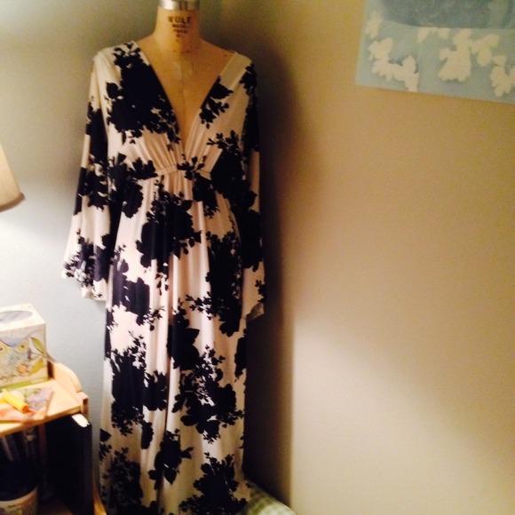 Vintage Kimono Style Jersey Maxidress