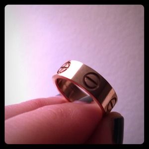 Cartier inspired rose gold love screw ring