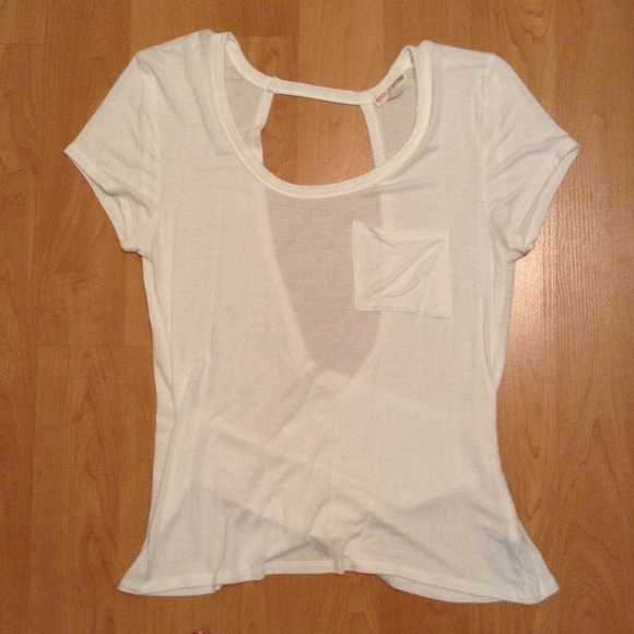 White tee shirt with open back