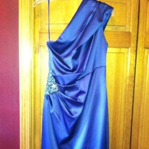 One shoulder satin cocktail dress