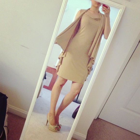 Draped Tan Dress