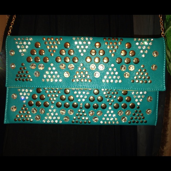 NWT! Stud & Rhinestone Embellished Cross Body Bag - Picture 4 of 4