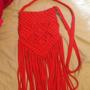 Coral fringe purse