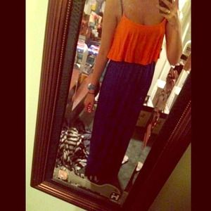 Blue and orange maxi dress
