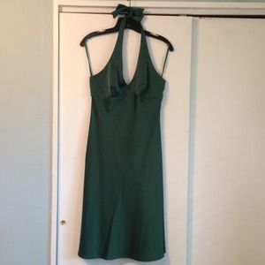 Emerald Green Satin Halter Dress by BCBG