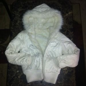 Reversible faux fur and leather jacket