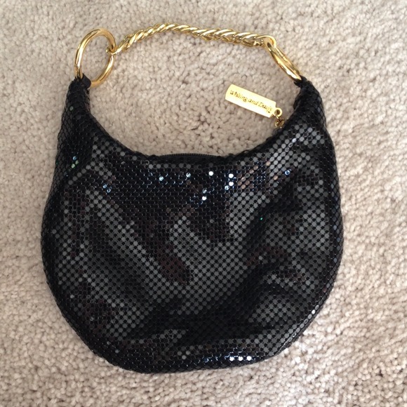 Whiting & Davis Mini Hobo - Black Beaded Mesh