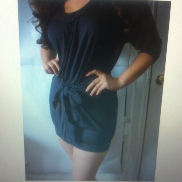 Bebe charcoal scoop neck 3/4 slv mini dress S