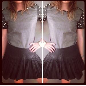 NEW! Charcoal faux leather top with silver studs